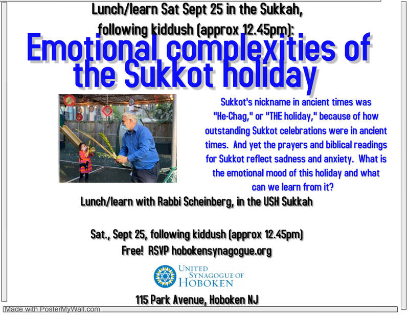Banner Image for Lunch/Learn in the Sukkah with Rabbi Scheinberg !