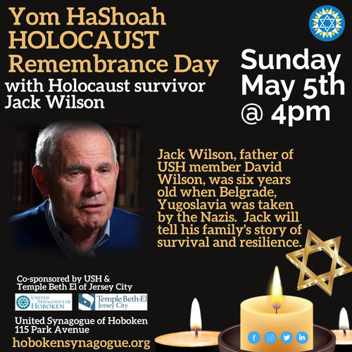 Banner Image for Yom HaShoah Holocaust Remembrance Day with Holocaust survivor Jack Wilson