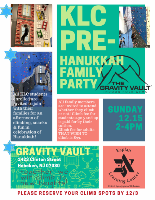 Banner Image for KLC Pre-Hanukkah Family Party at the Gravity Vault!
